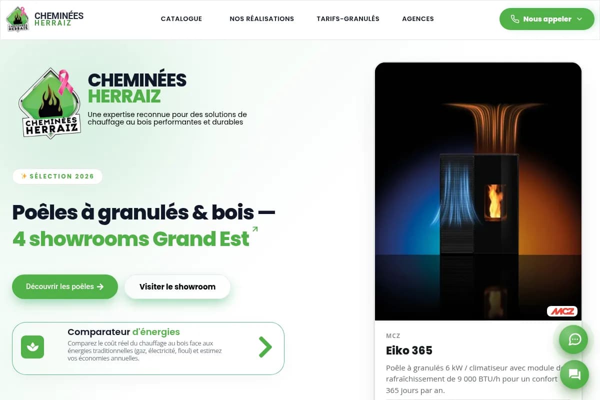 Page d'accueil du site Cheminées Herraiz