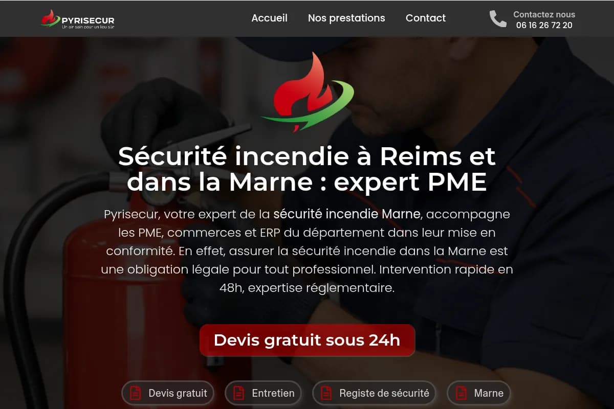 Page d'accueil du site Pyrisecur